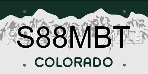 S88MBT Colorado License Plate