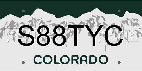 S88TYC Colorado License Plate
