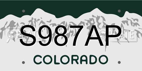 S987AP Colorado License Plate