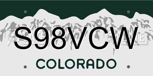 S98VCW Colorado License Plate