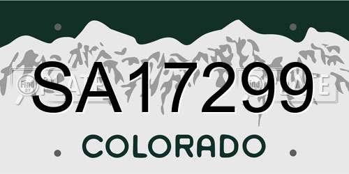 SA17299 Colorado License Plate