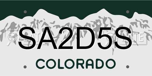 SA2D5S Colorado License Plate