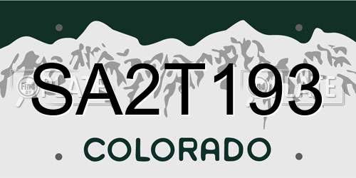 SA2T193 Colorado License Plate