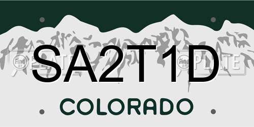 SA2T1D Colorado License Plate