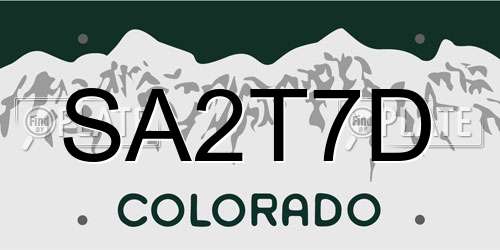 SA2T7D Colorado License Plate