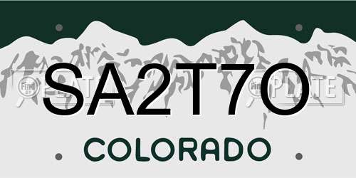 SA2T7O Colorado License Plate