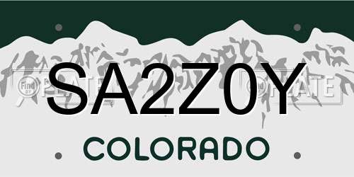 SA2Z0Y Colorado License Plate