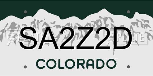SA2Z2D Colorado License Plate