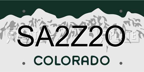 SA2Z2O Colorado License Plate