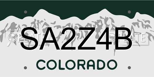 SA2Z4B Colorado License Plate