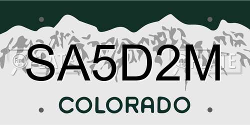 SA5D2M Colorado License Plate
