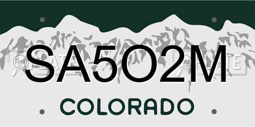SA5O2M Colorado License Plate
