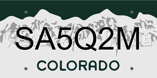 SA5Q2M Colorado License Plate