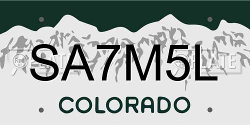 SA7M5L Colorado License Plate