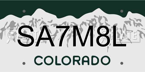 SA7M8L Colorado License Plate