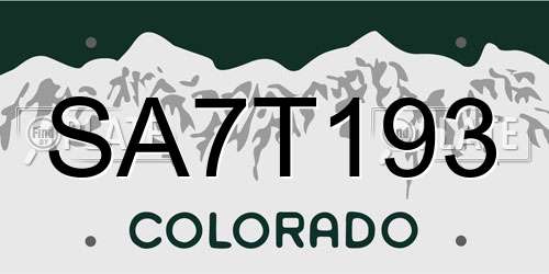 SA7T193 Colorado License Plate