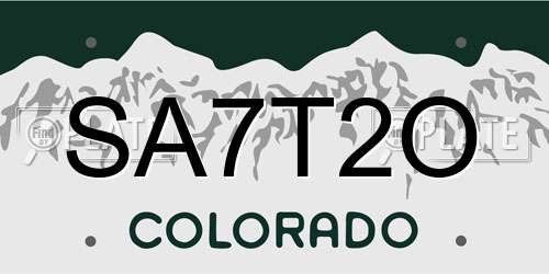SA7T2O Colorado License Plate