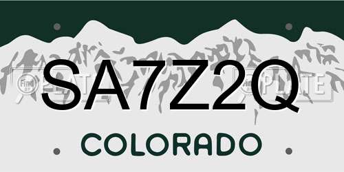 SA7Z2Q Colorado License Plate