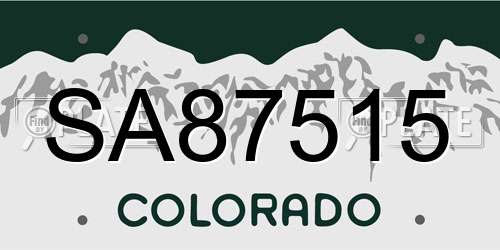SA87515 Colorado License Plate