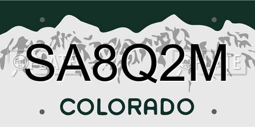 SA8Q2M Colorado License Plate