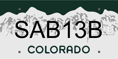SAB13B Colorado License Plate