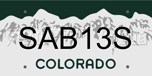 SAB13S Colorado License Plate