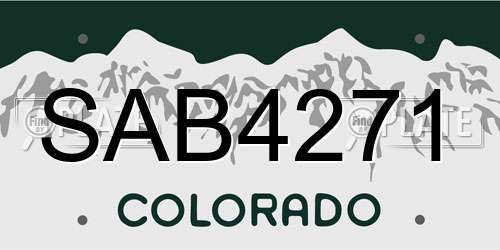 SAB4271 Colorado License Plate