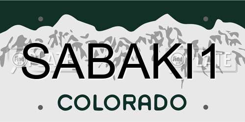 SABAKI1 Colorado License Plate