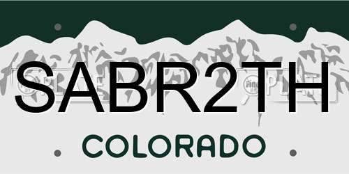 SABR2TH Colorado License Plate