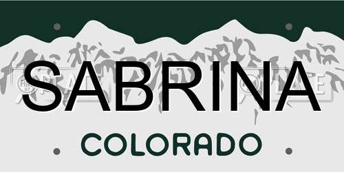 SABRINA Colorado License Plate