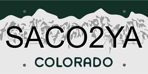 SACO2YA Colorado License Plate