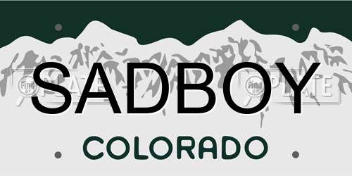 SADBOY Colorado License Plate
