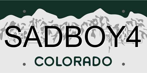 SADBOY4 Colorado License Plate