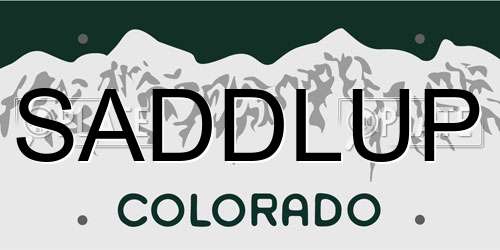 SADDLUP Colorado License Plate
