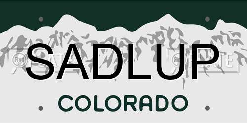 SADLUP Colorado License Plate