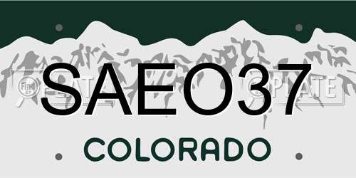 SAEO37 Colorado License Plate