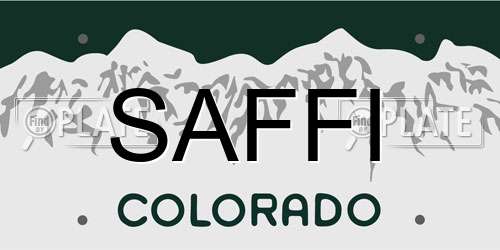 SAFFI Colorado License Plate
