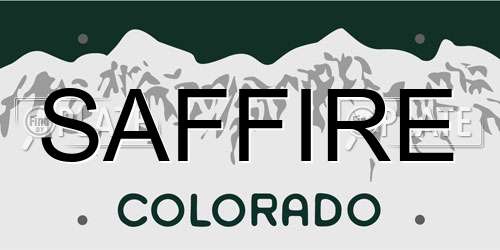 SAFFIRE Colorado License Plate