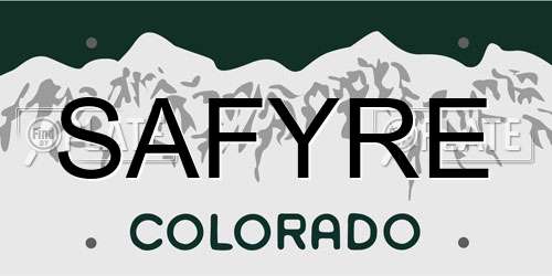 SAFYRE Colorado License Plate