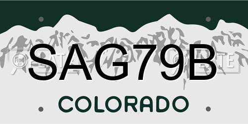 SAG79B Colorado License Plate