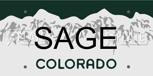 SAGE Colorado License Plate