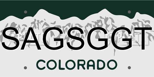 SAGSGGT Colorado License Plate