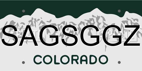 SAGSGGZ Colorado License Plate