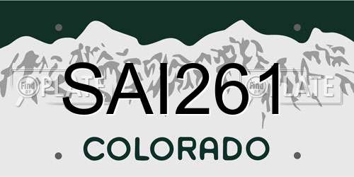 SAI261 Colorado License Plate