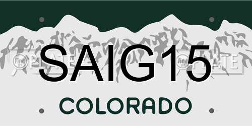 SAIG15 Colorado License Plate