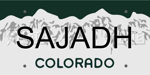 SAJADH Colorado License Plate