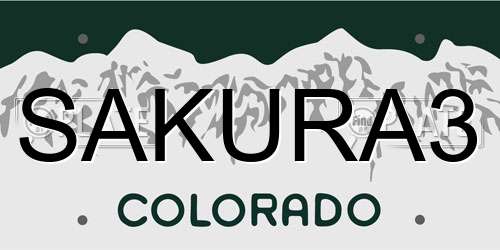 SAKURA3 Colorado License Plate