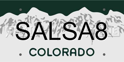 SALSA8 Colorado License Plate