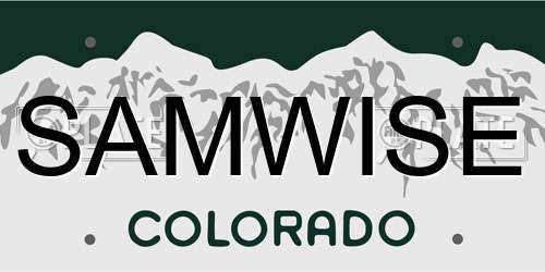 SAMWISE Colorado License Plate