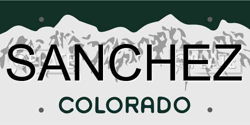 SANCHEZ Colorado License Plate